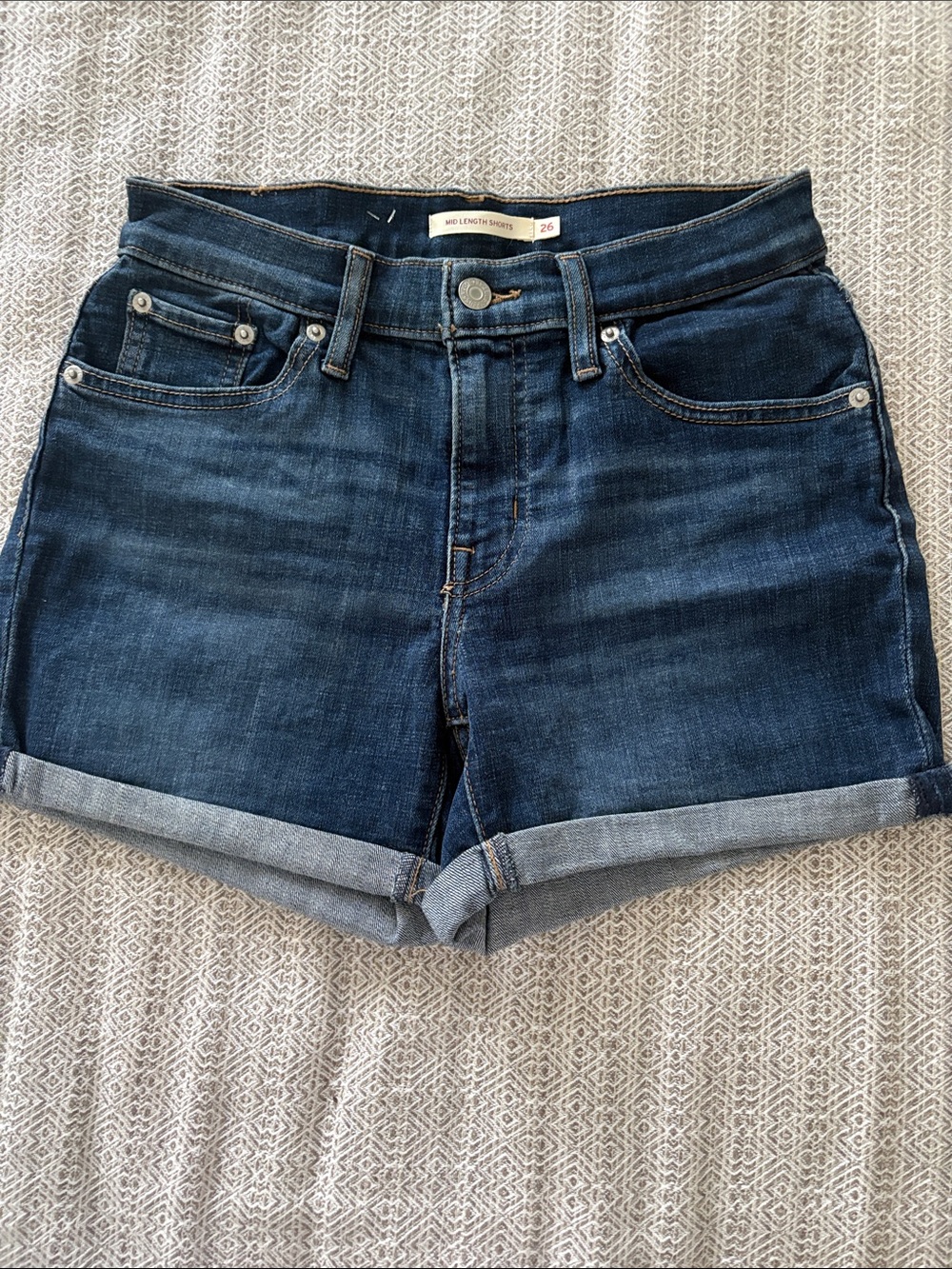 Levi's Dark Blue Denim Rolled Hem Women's Shorts